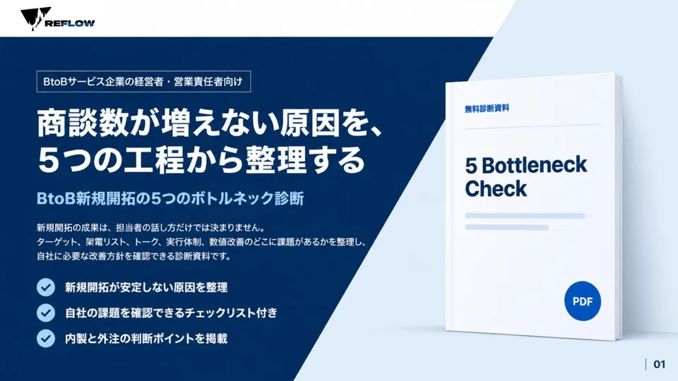 BtoB新規開拓の5つのボトルネック診断資料の表紙
